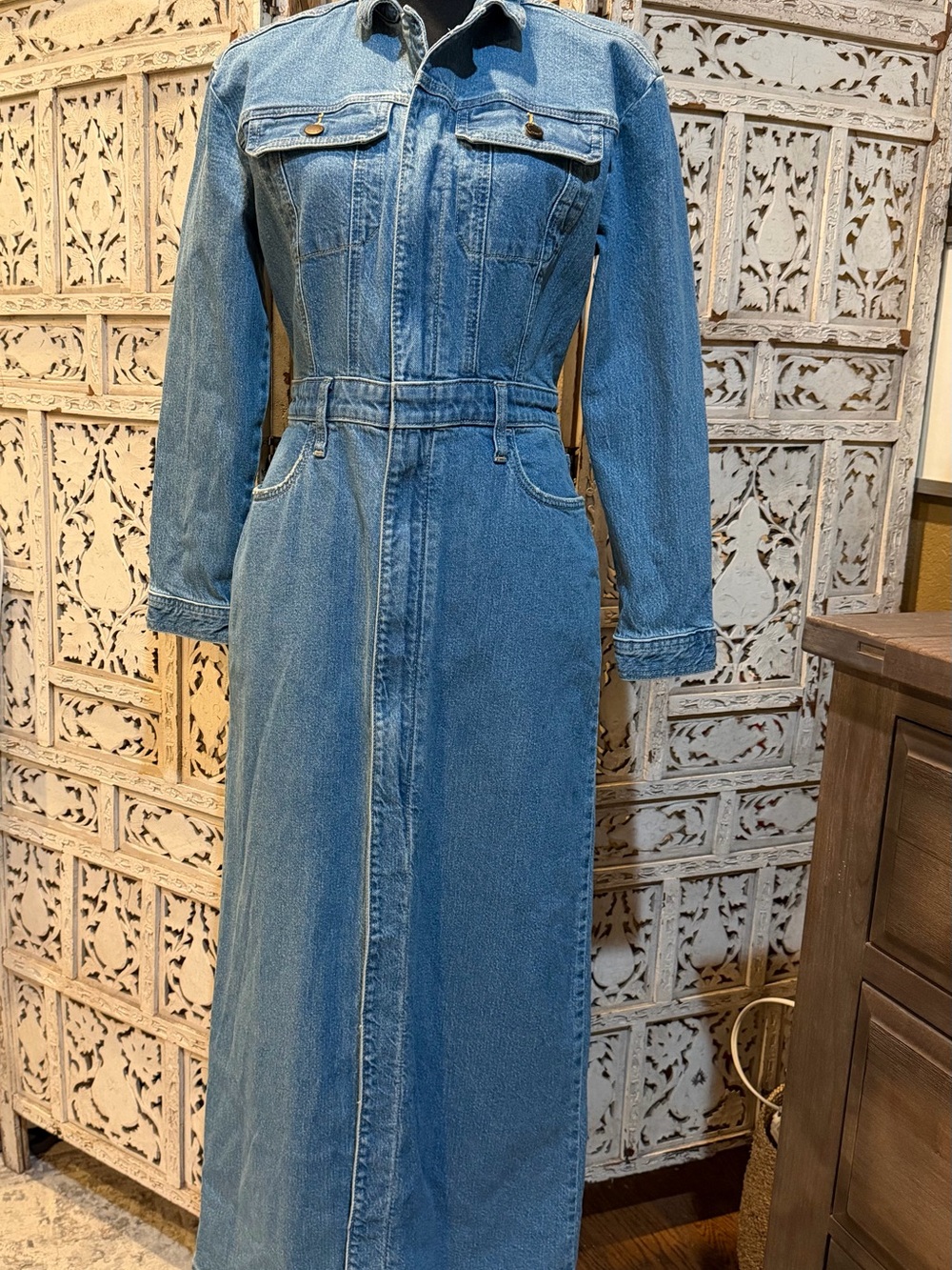 Universal Thread Light Blue Denim Maxi Shirt Dress